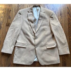 Hart Schaffner Marx Loro Piana Mens Blazer Size 44L 100% Camel Hair Beige Jacket